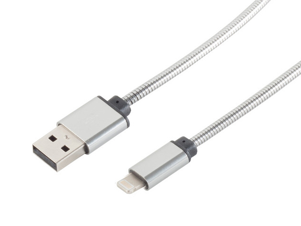 1274-1: USB Ladekabel 8-Pin Steel silber 1,0m